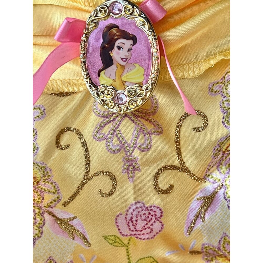 Disney Princess Belle Dress Size 7 Girls Yellow Costume Outfit Pretend Play - Picture 3 of 13